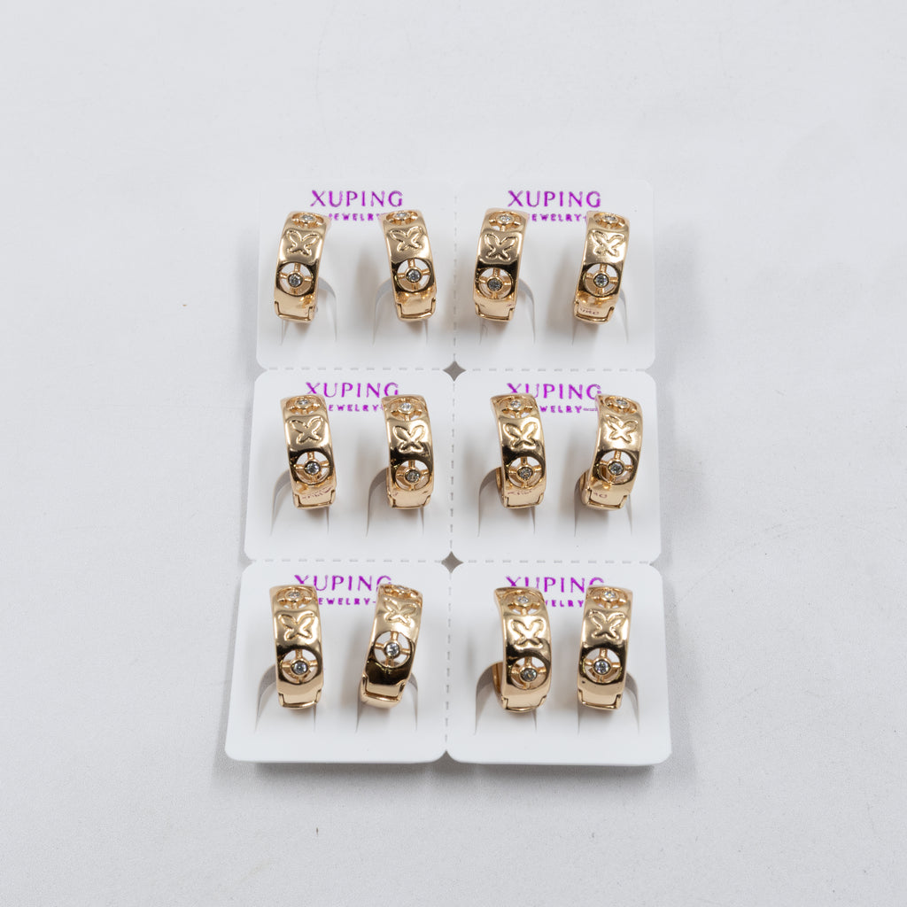 Paquete de 6 pares de Aretes Xuping Dorado M26 Oro Laminado