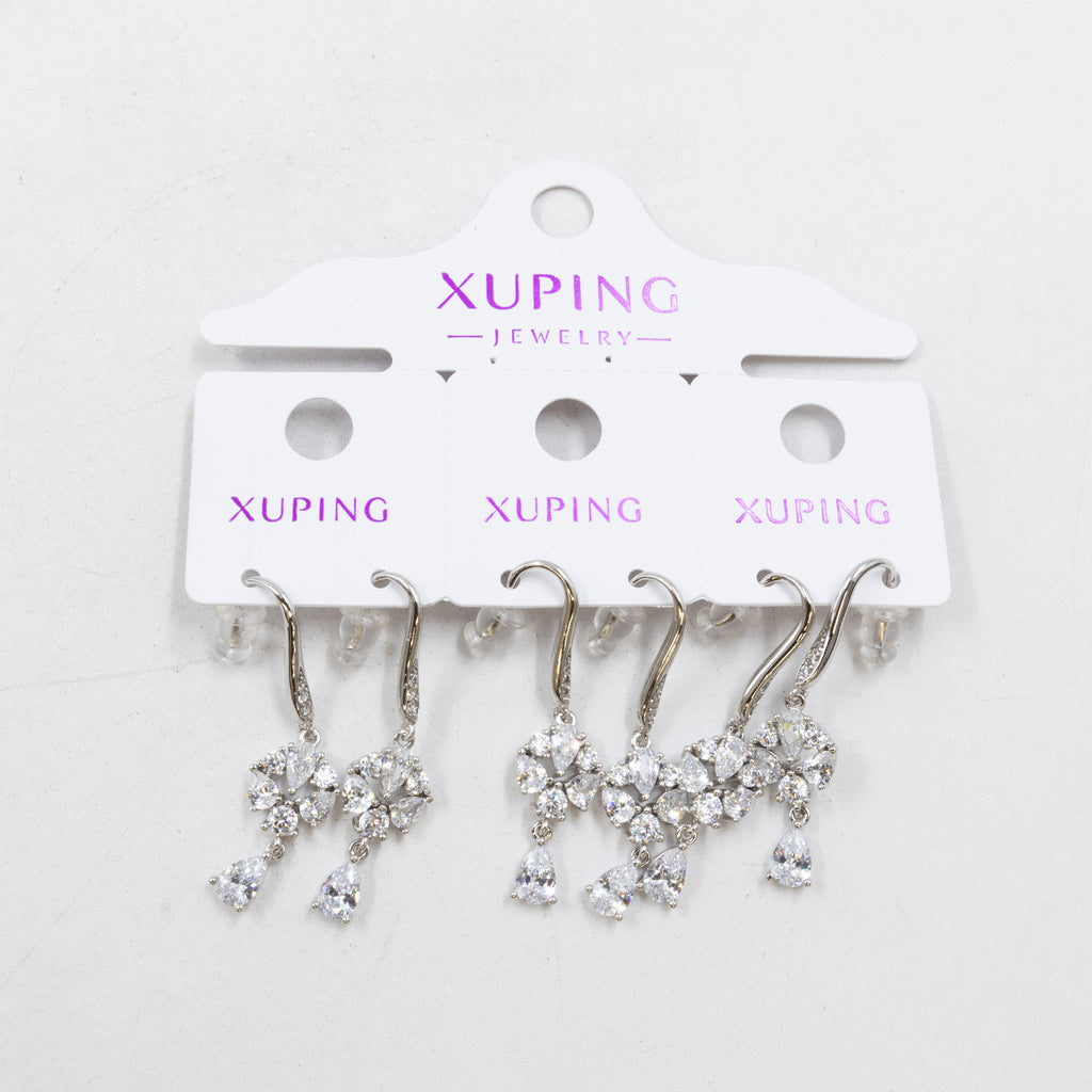Paquete de tres pares de Aretes Plateados Xuping con piedras M3 Oro Laminado