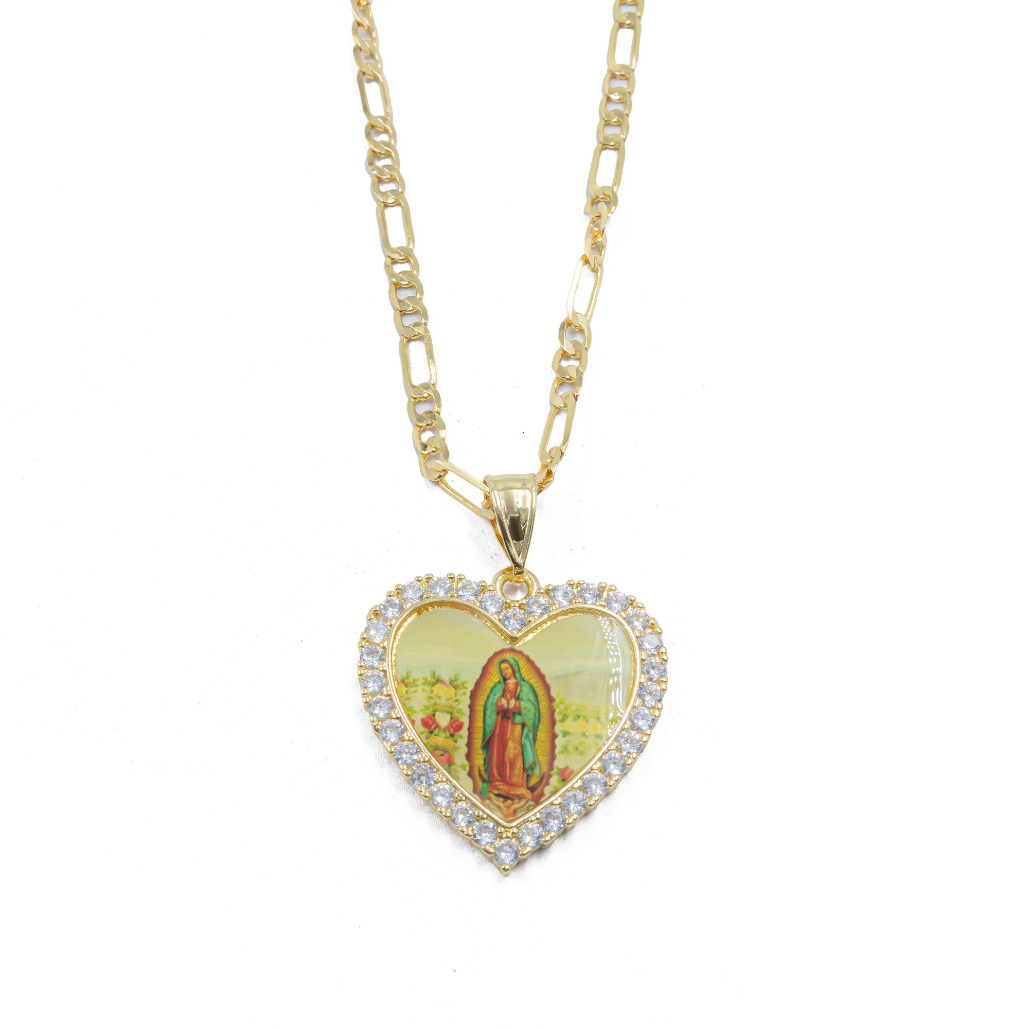 Collar con Dije Religioso Dorado M2 Oro Laminado