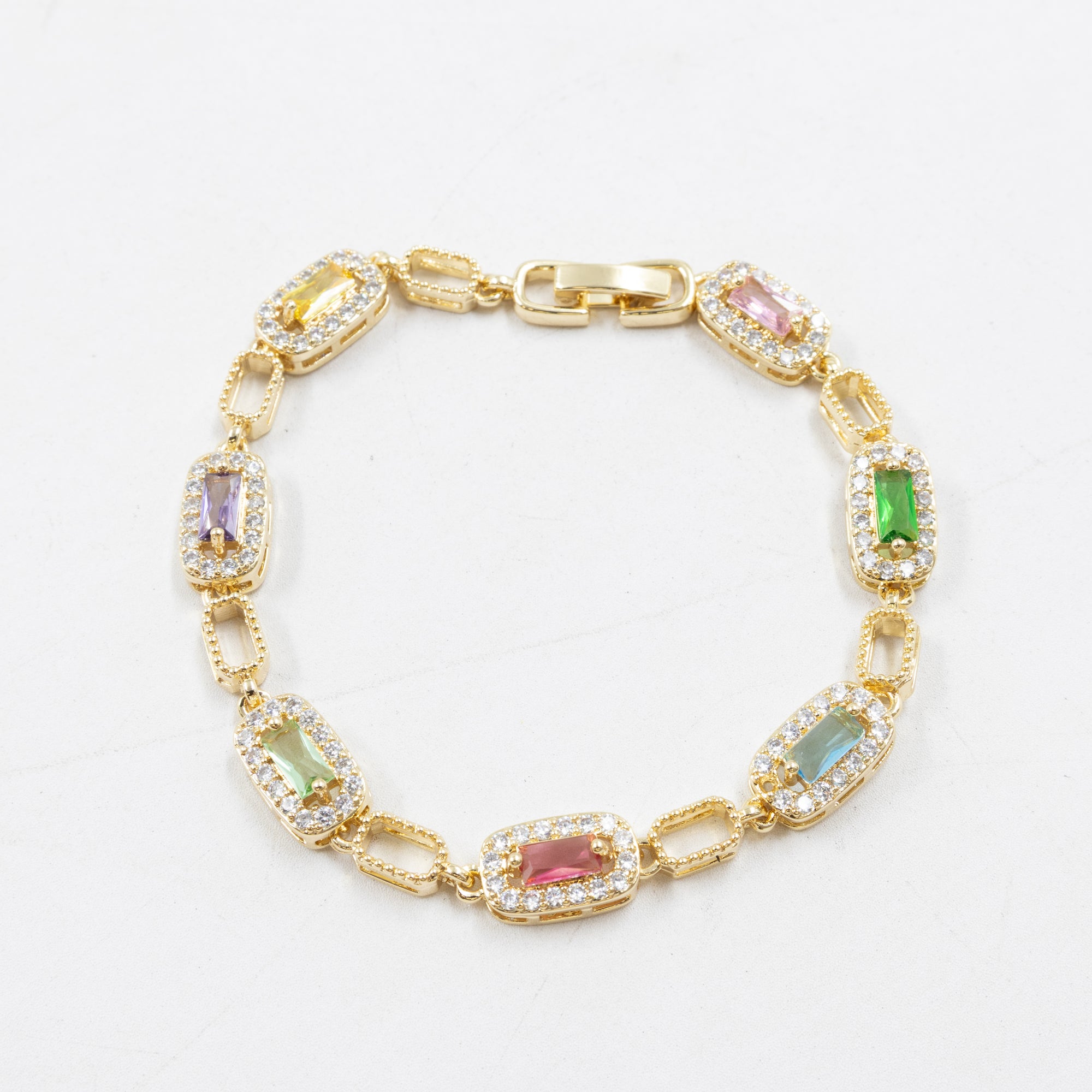 Pulseras Doradas con Piedras M8 Oro Laminado