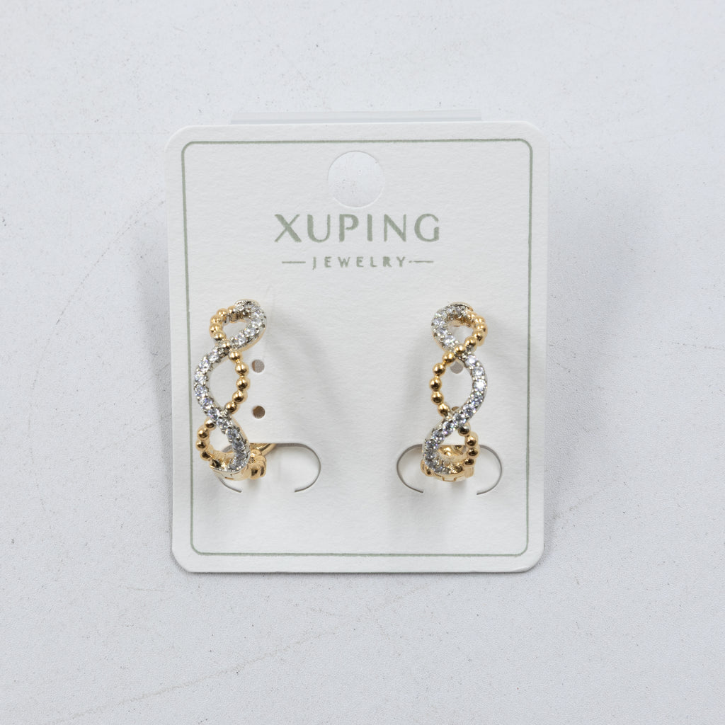 Aretes Dorados con Piedras Xuping M5 Oro Laminado