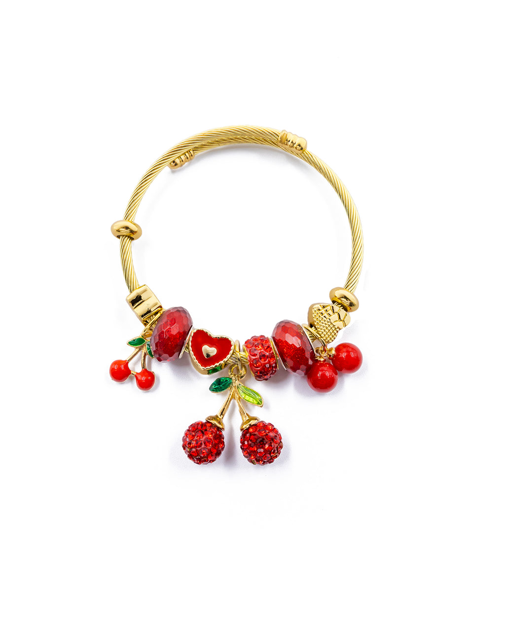 PULSERA DE PERLAS CON DIJE DE FRUTAS - M6 ORO LAMINADO