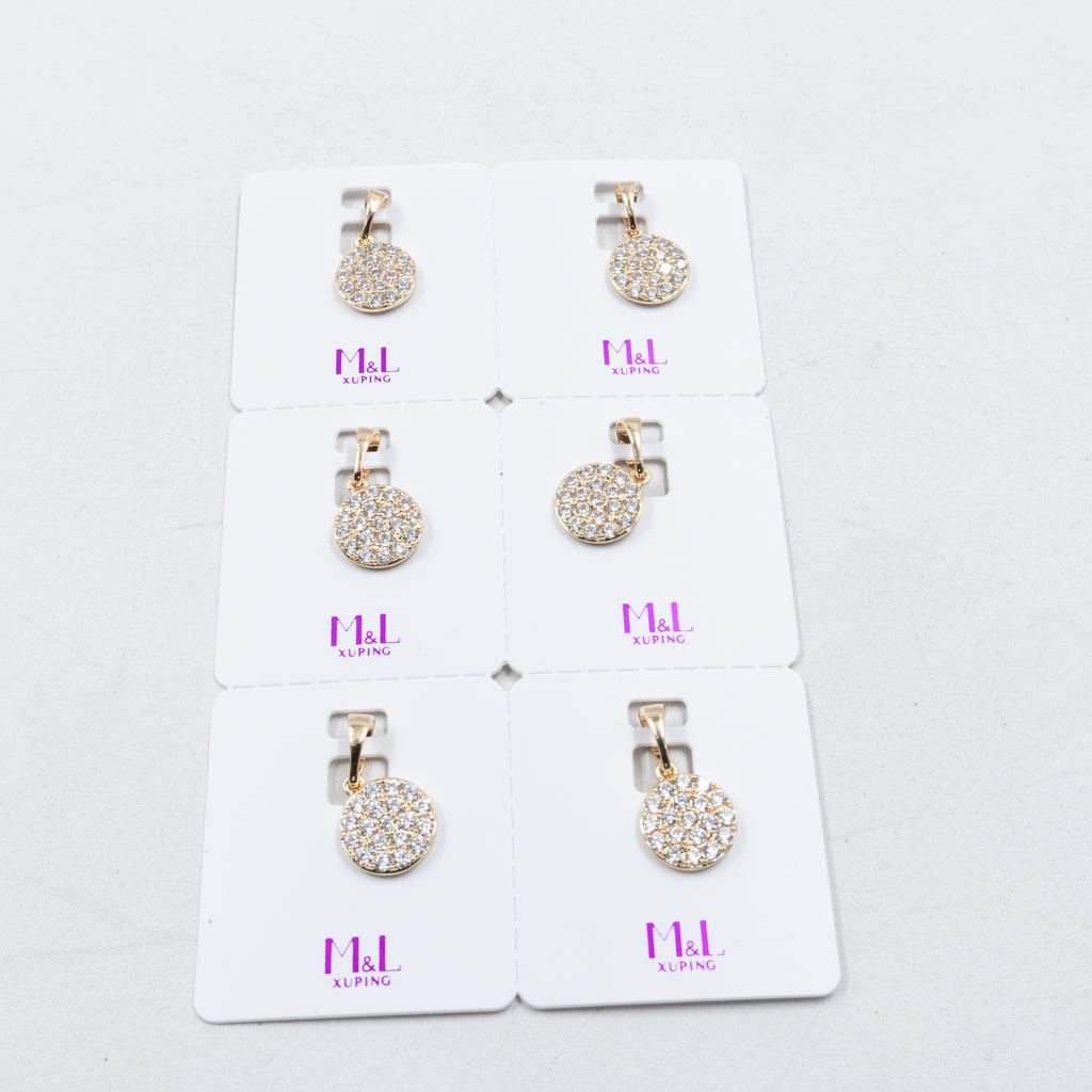 Paquete de 6 dijes con Piedras Oro Rosado  M4 Oro Laminado