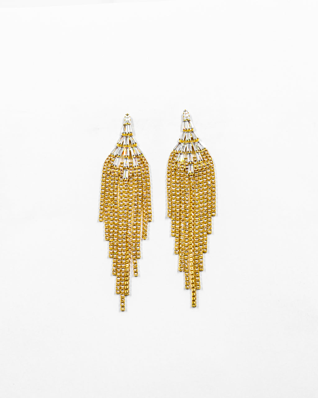 Aretes Largos de piedras - M2 Oro Laminado