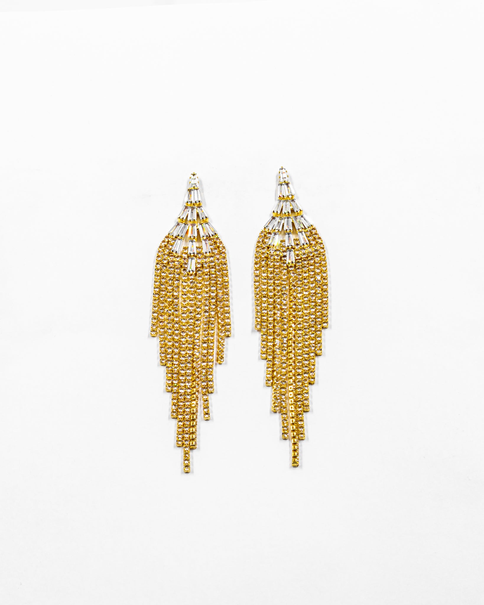 Aretes Largos de piedras - M2 Oro Laminado