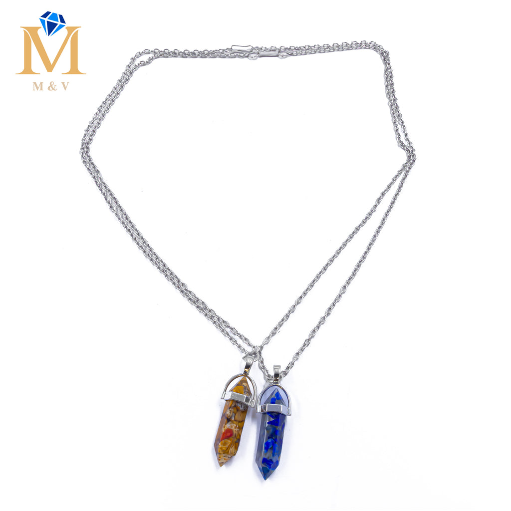 Collares en Pareja de piedras M14 Acero Inoxidable