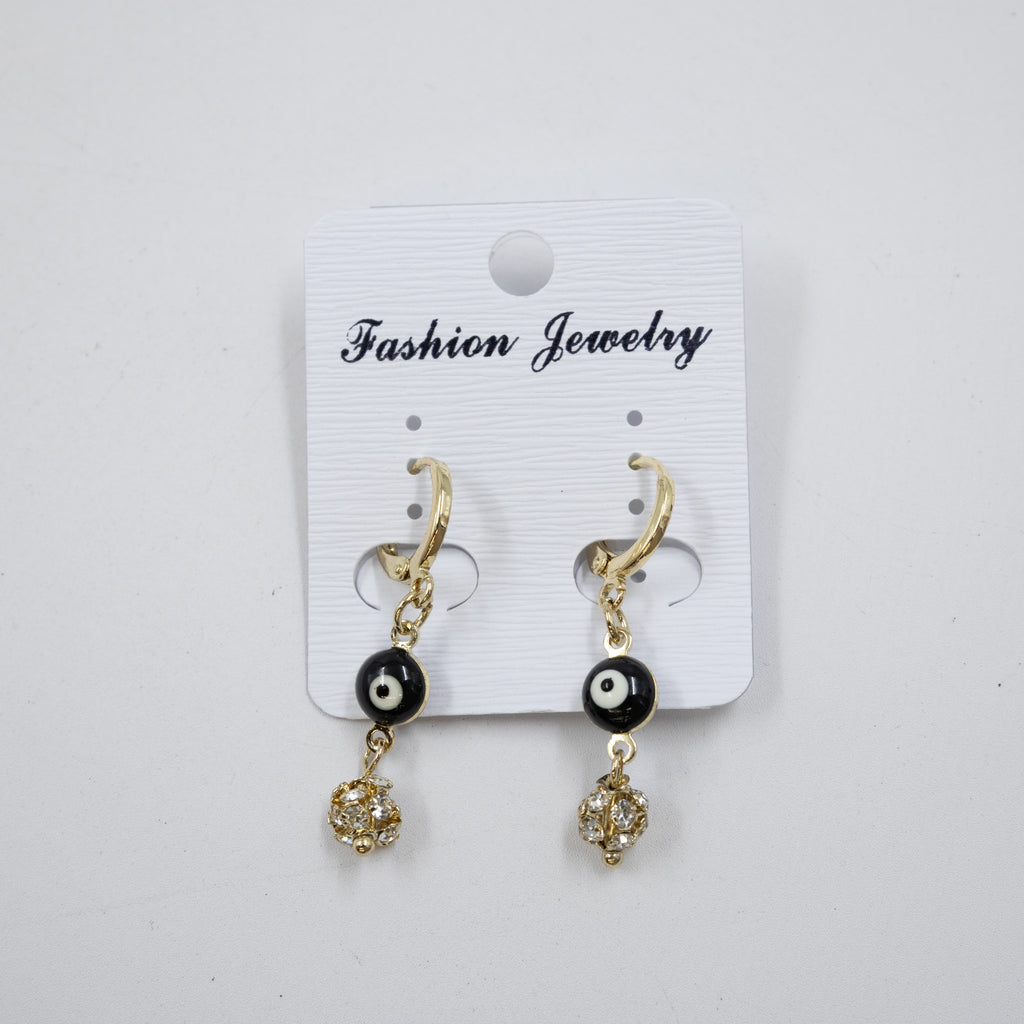 Arete Dorado de Ojo Turco con Piedras M1 Oro Laminado