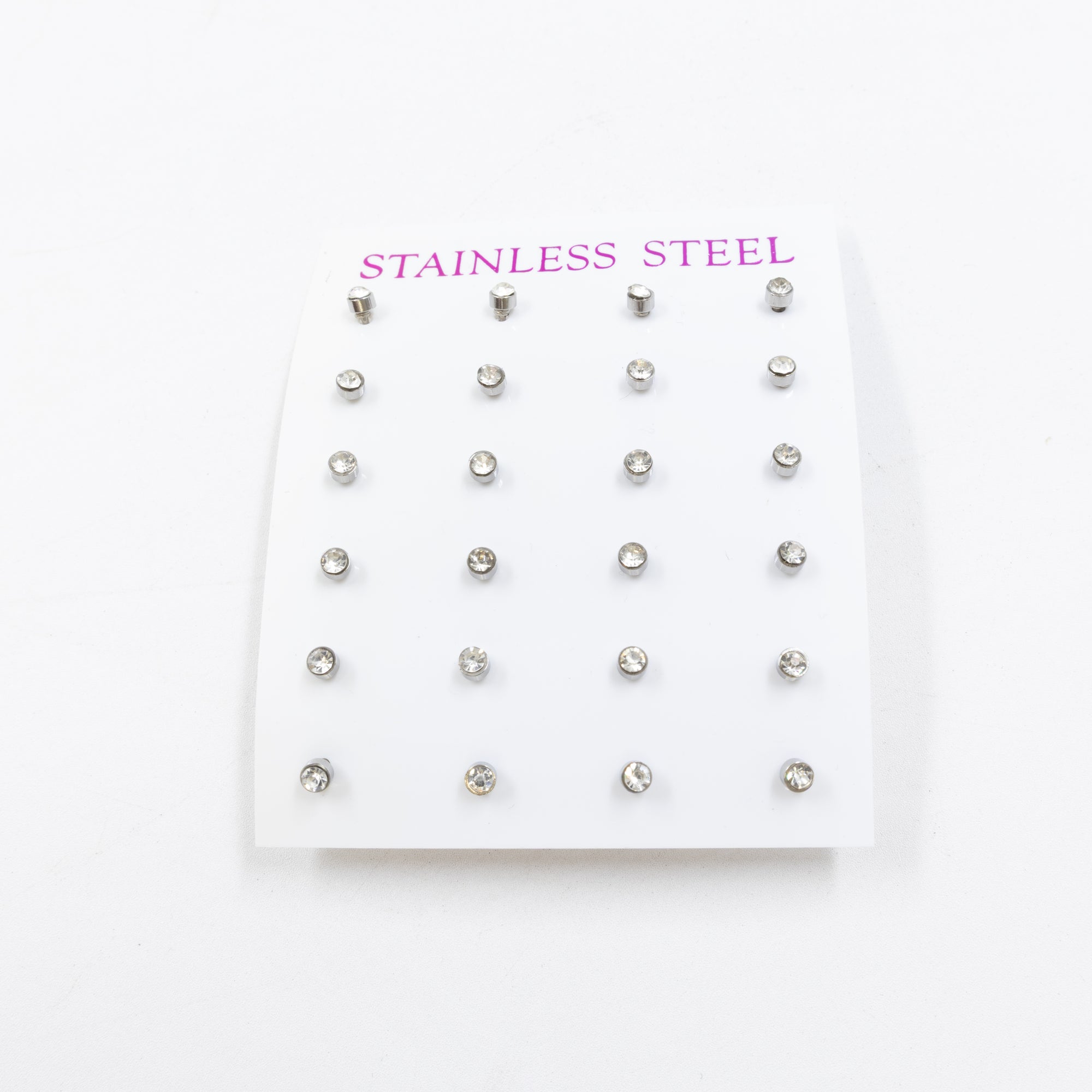 Paquete 12 pares de Aretes Plateados medida 2 mm M3 Acero Inoxidable 18/03/26