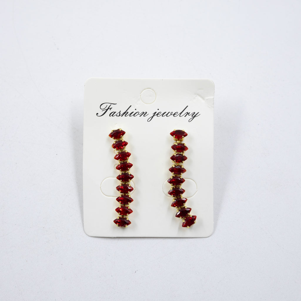 Aretes Largos Dorados con piedras M2 Oro Laminado