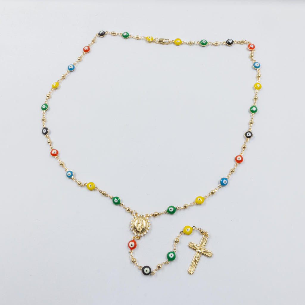 Rosario Dorado de Ojo Turco M2 Oro Laminado