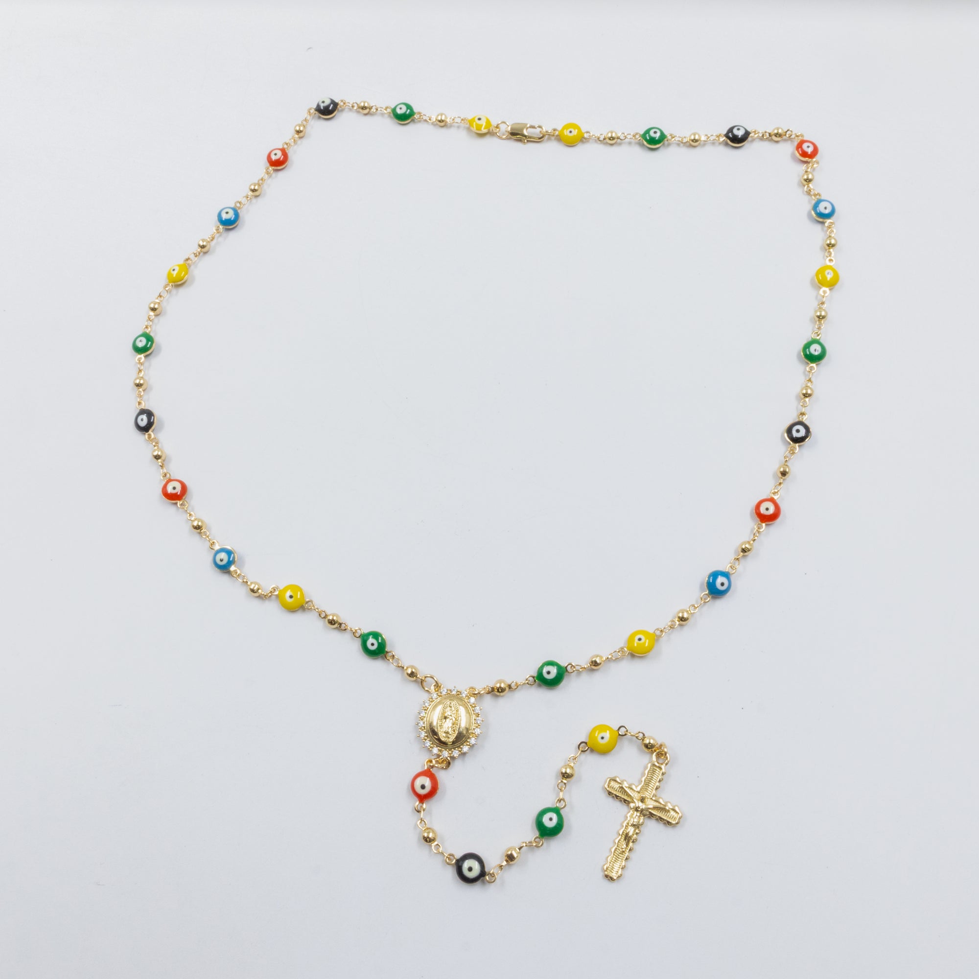 Rosario Dorado de Ojo Turco M2 Oro Laminado