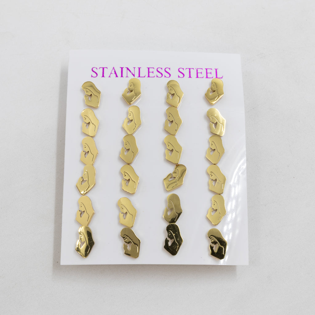 Paquete de 12 Pares de Aretes Dorados M6 Acero Inoxidable