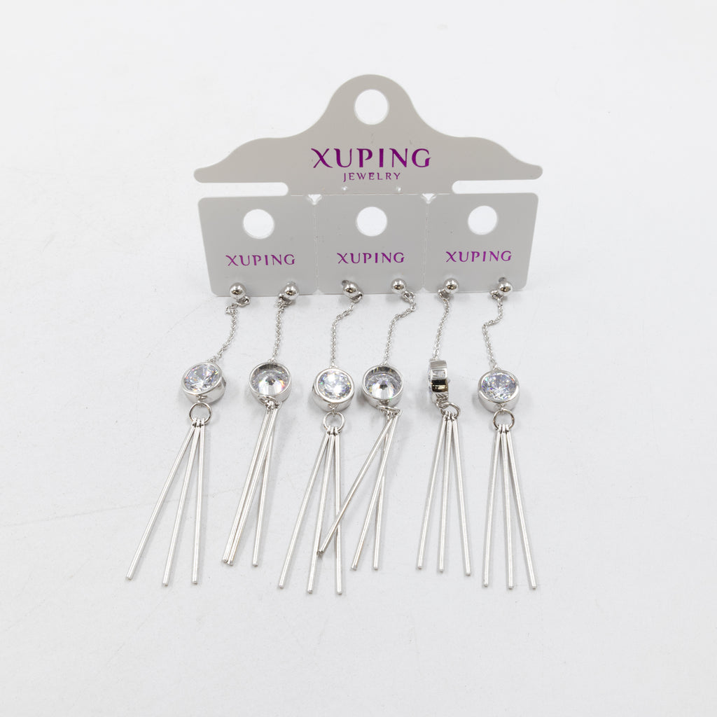 Paquete de tres pares de Aretes Plateados Xuping con piedras M1 Oro Laminado