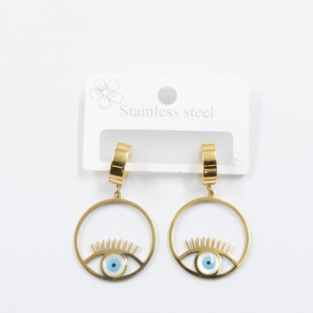 Aretes Dorados de Ojo Turco M7 Oro Laminado