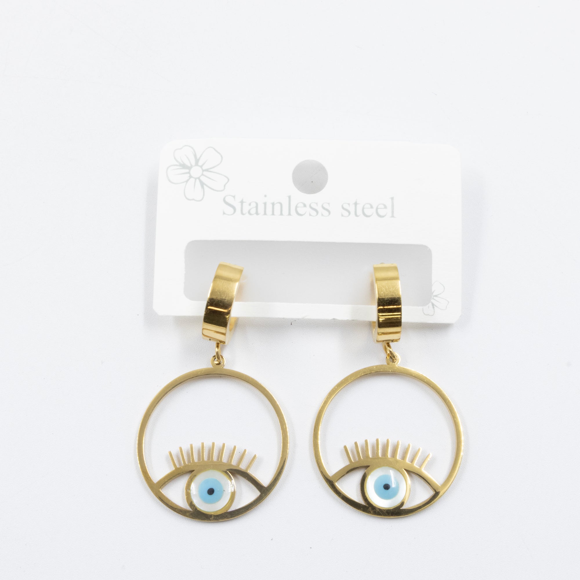 Aretes Dorados de Ojo Turco M7 Oro Laminado