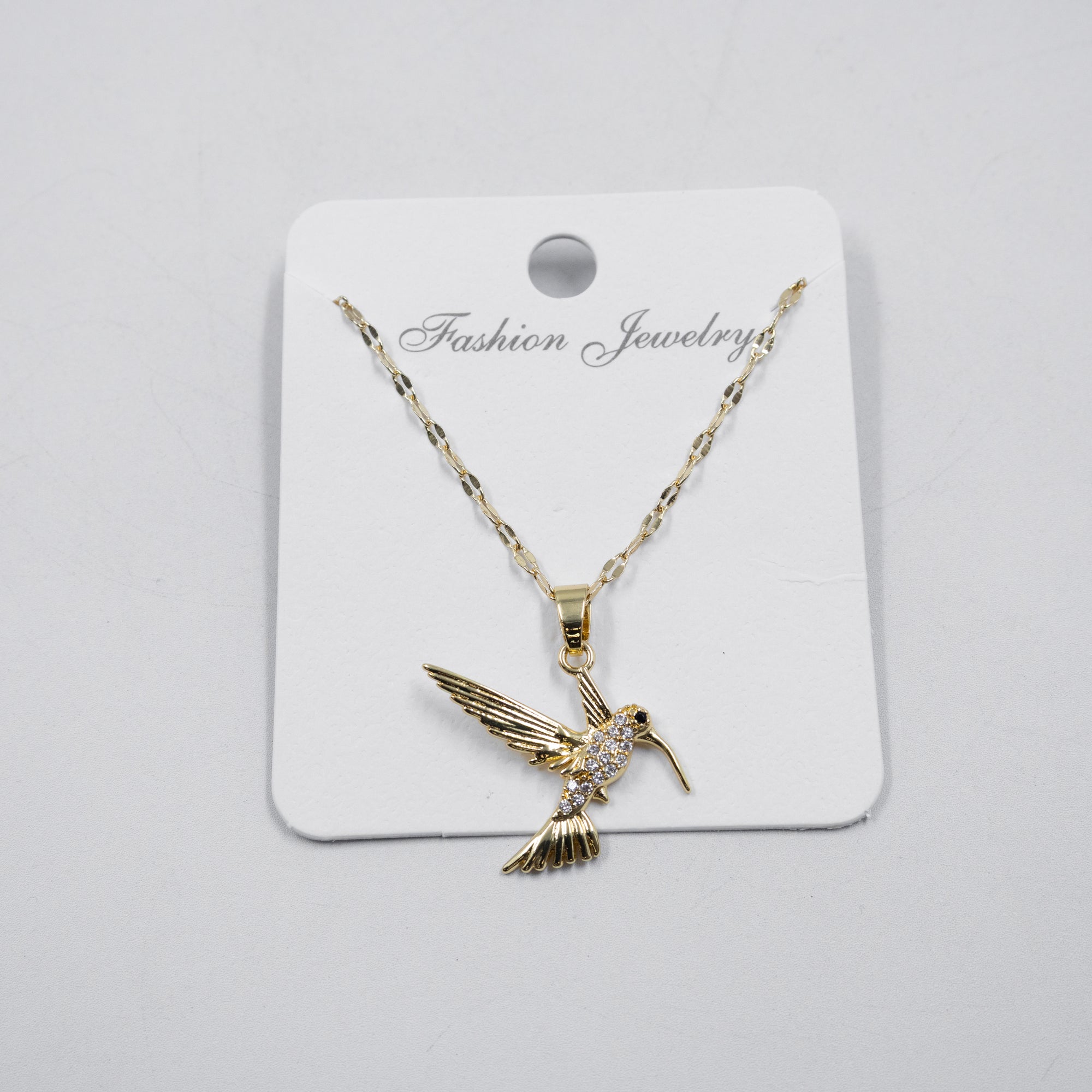 Collar Dorado con dije de colibri M1 Oro Laminado
