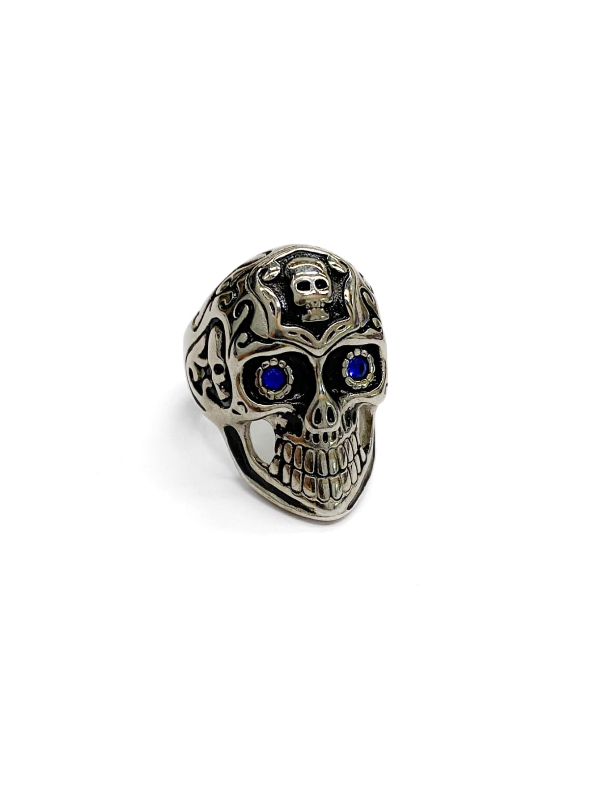 Anillo Calavera Plateado y Dorado Acero Inoxidable M17