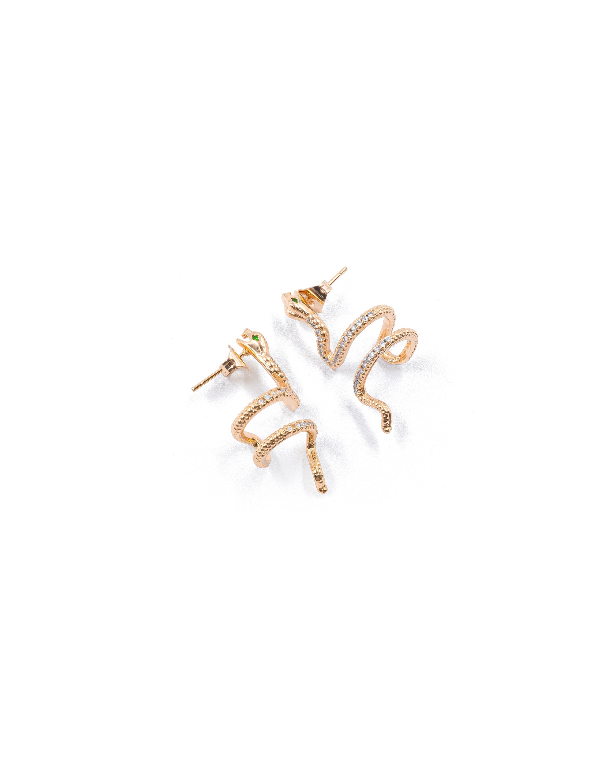 Aretes Plateados De Serpiente M1 Oro Laminado