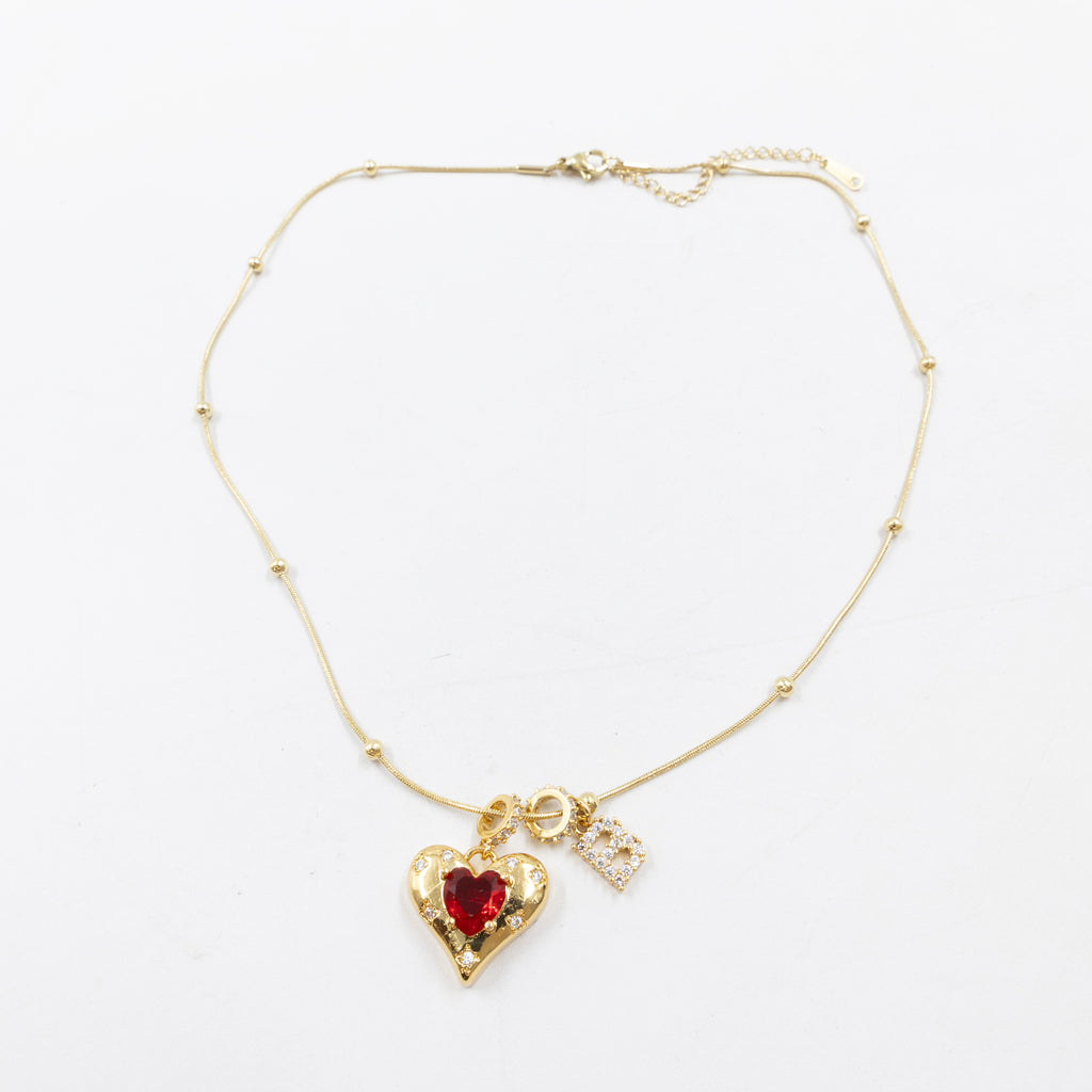 Collares Dorados con dije de Letra y corazon M1 Oro Laminado