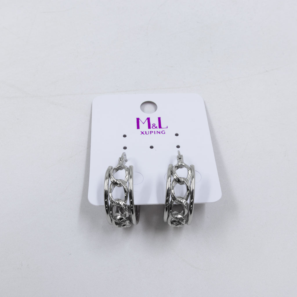 Aretes Plateados de Broche M16 Oro Laminado
