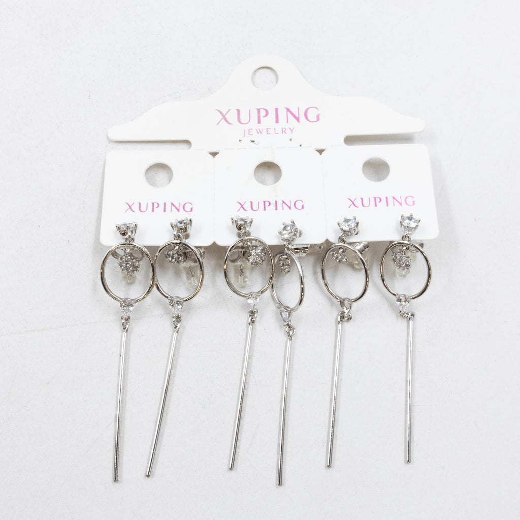 Paquete de tres pares de Aretes Plateados Xuping con piedras M2 Oro Laminado