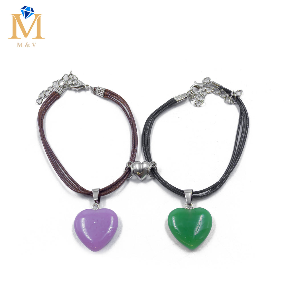 Pulseras de Corazón de Pareja M10 Oro Laminado