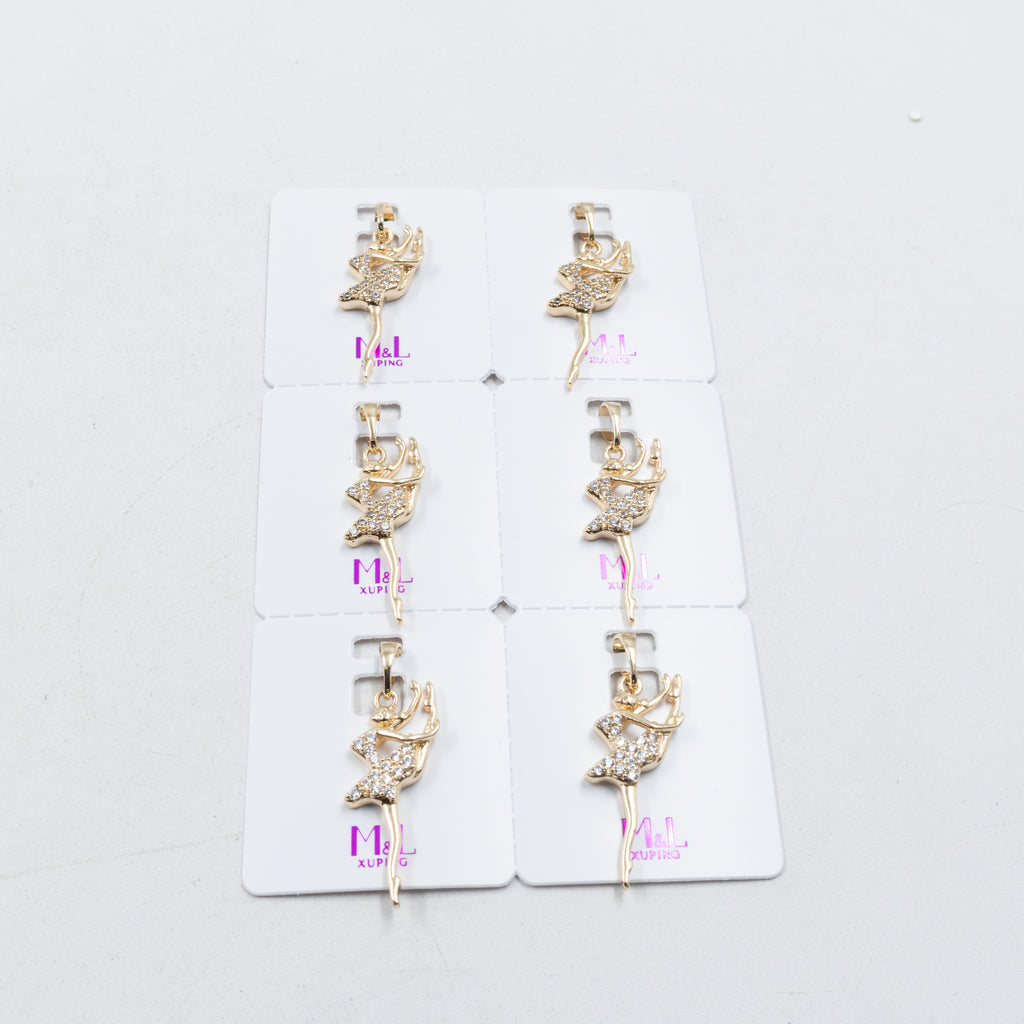 Paquete de 6 dijes con Piedras Oro Rosado  M3 Oro Laminado