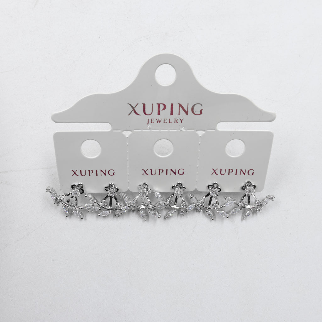 Paquete de tres pares de Aretes Plateados Xuping con piedras M4 Oro Laminado