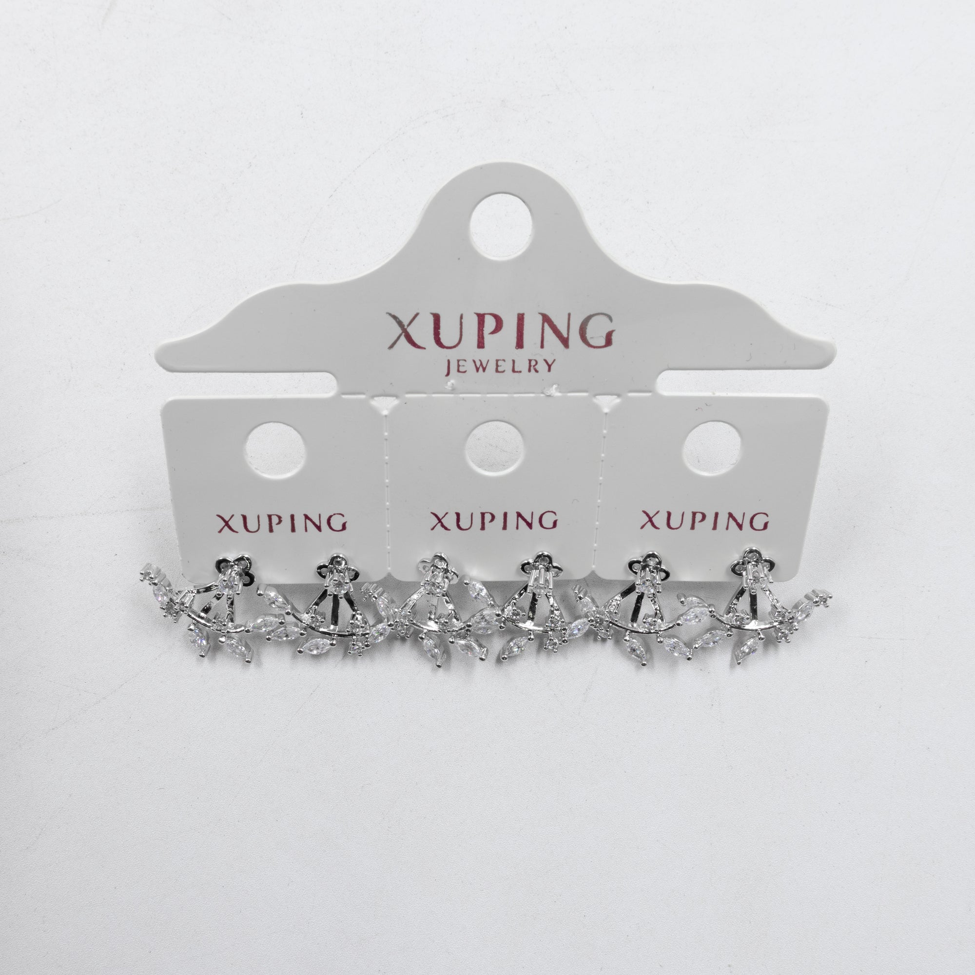 Paquete de tres pares de Aretes Plateados Xuping con piedras M4 Oro Laminado