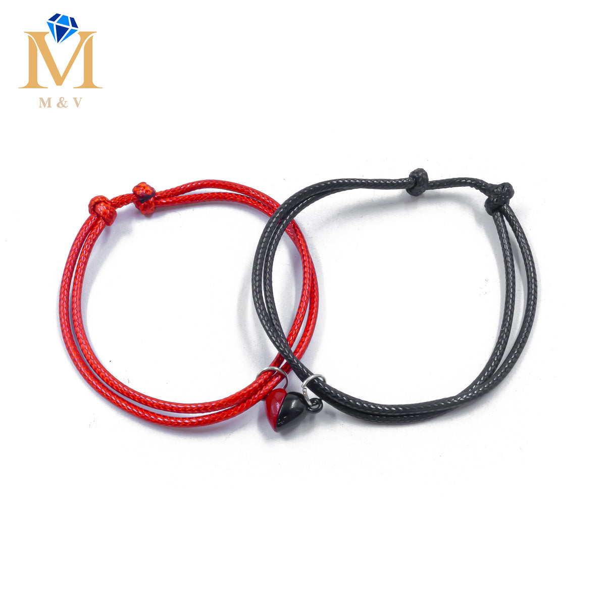 Pulseras de Corazón de Pareja con imán M8 Oro Laminado