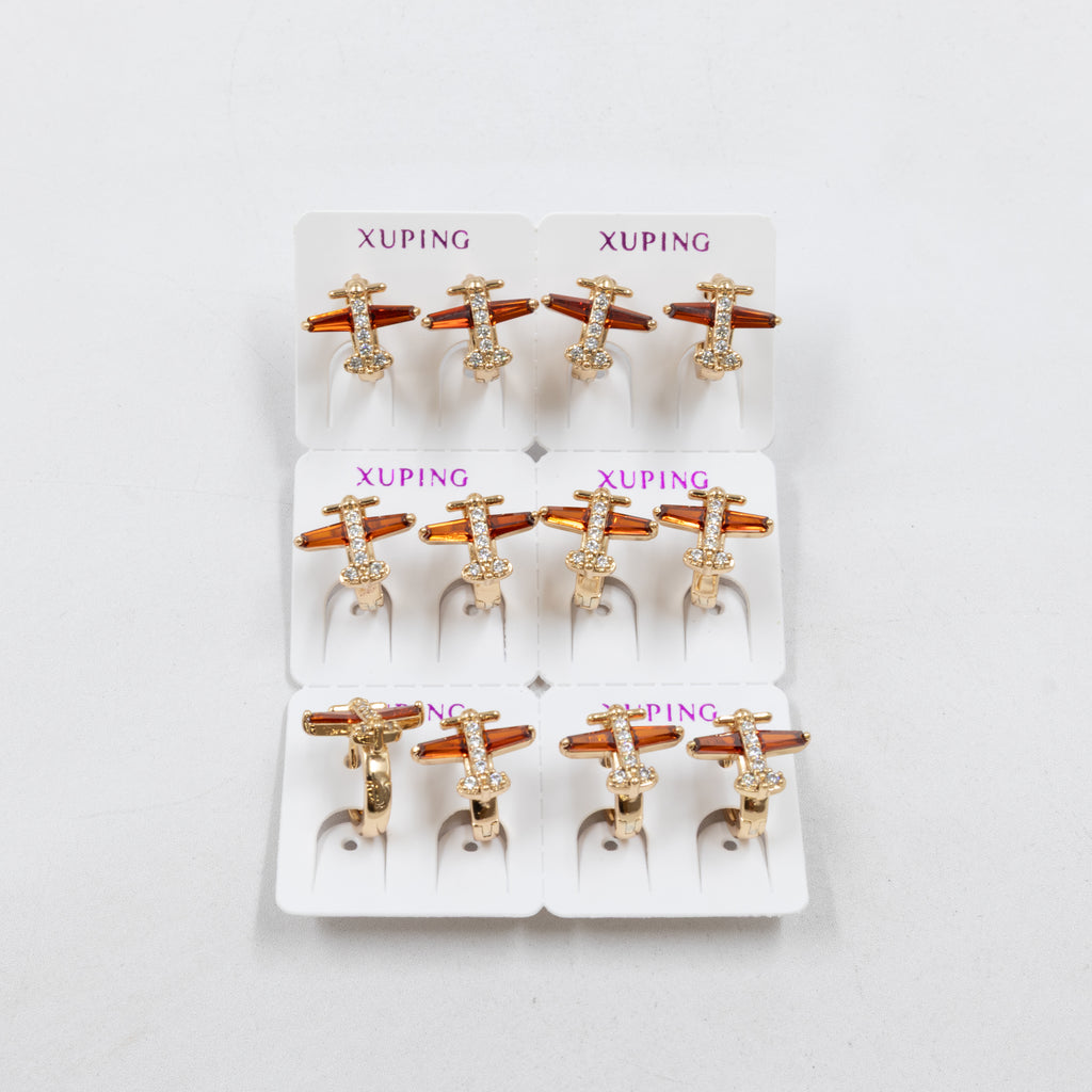 Paquete de 6 pares de Aretes Xuping Dorado M15 Oro Laminado