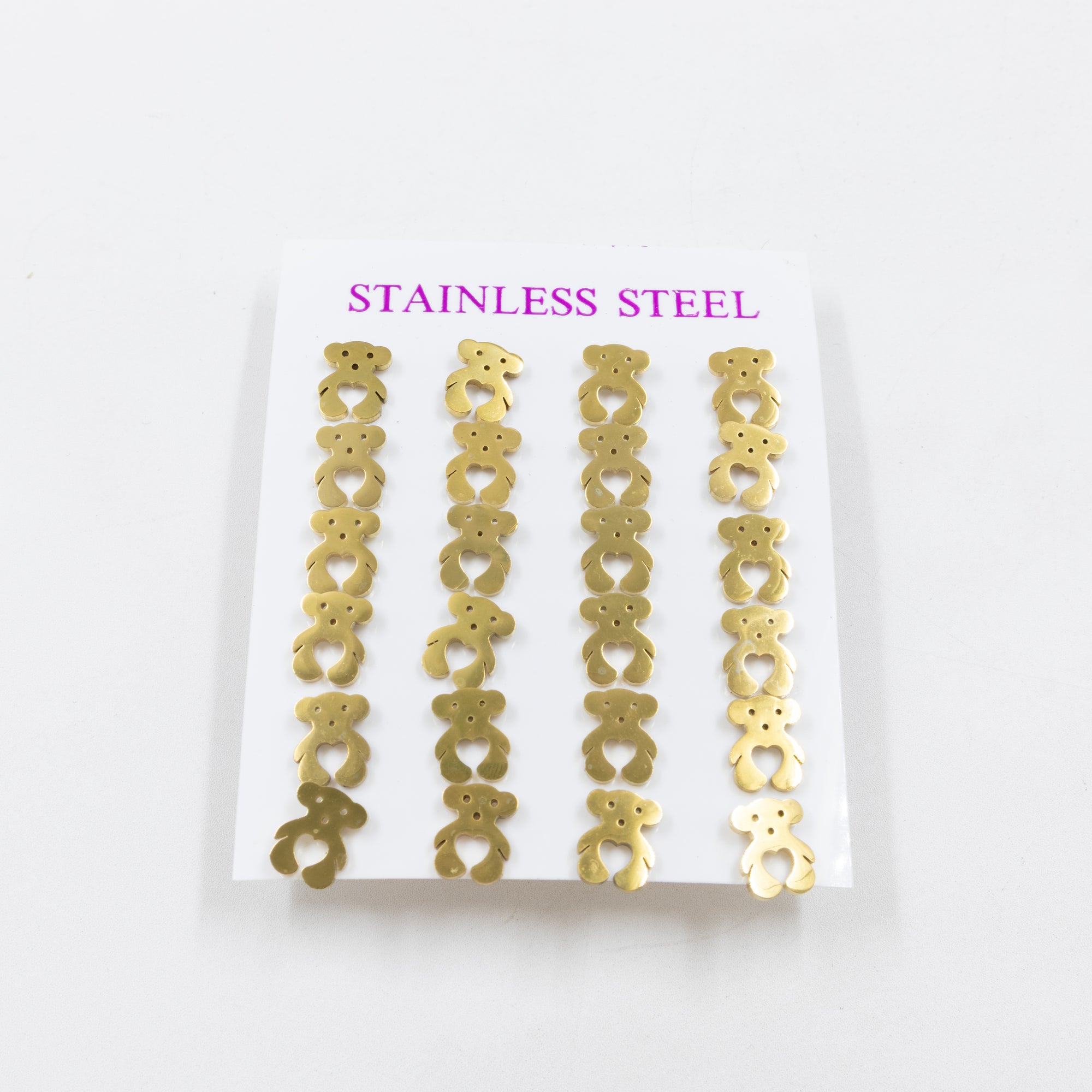 Paquete de 12 Pares de Aretes Dorados M4 Acero Inoxidable