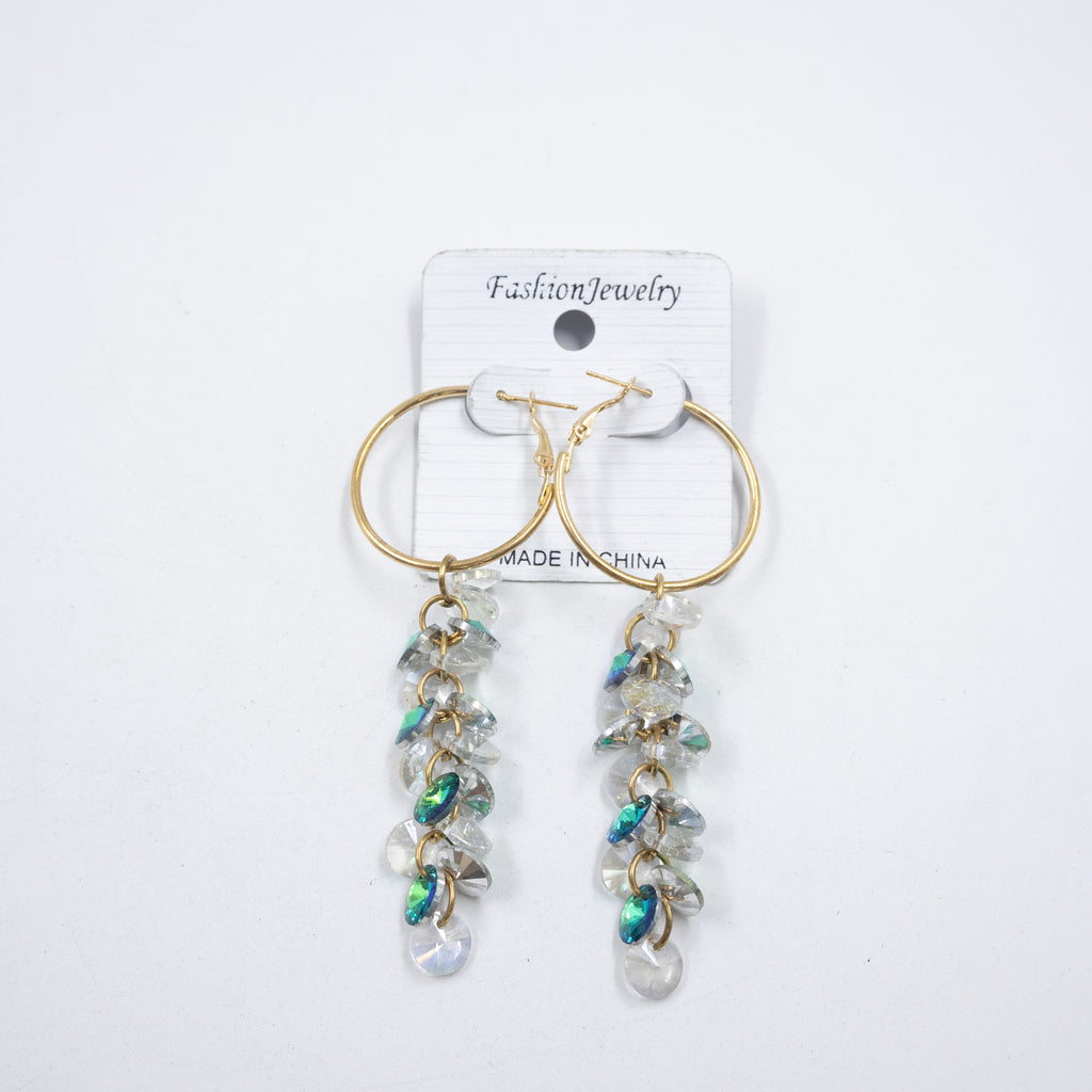 Aretes Largos de Piedras M1 Oro Laminado