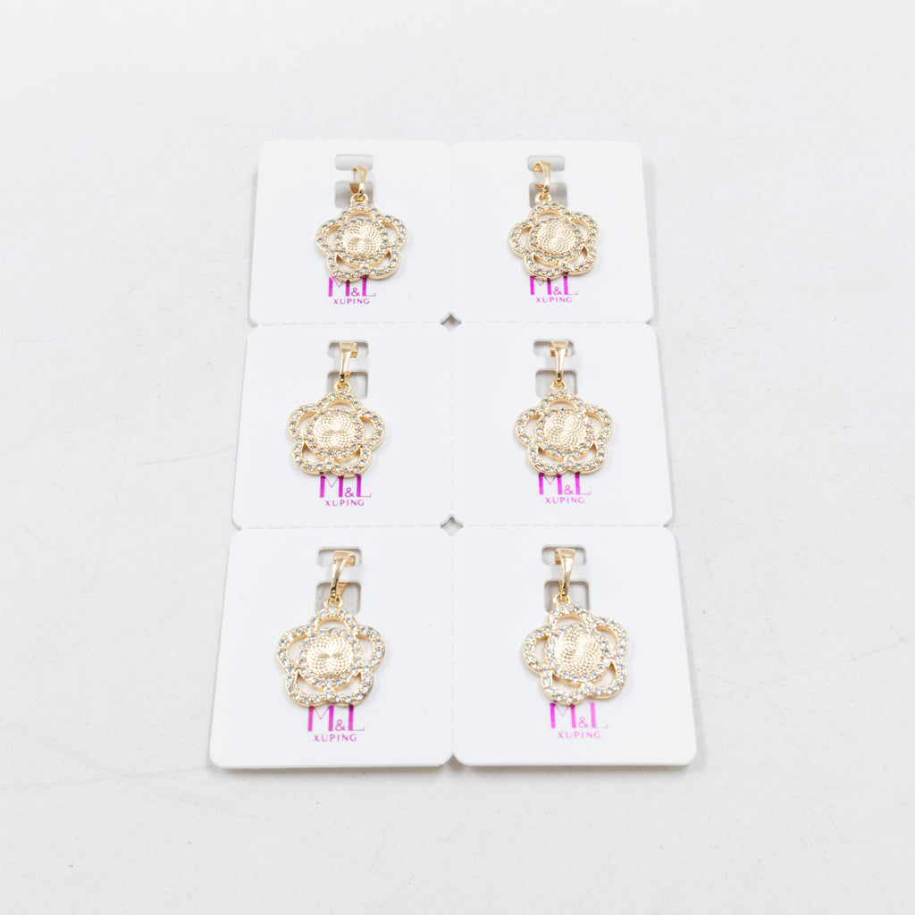 Paquete de 6 dijes con Piedras Oro Rosado  M7 Oro Laminado