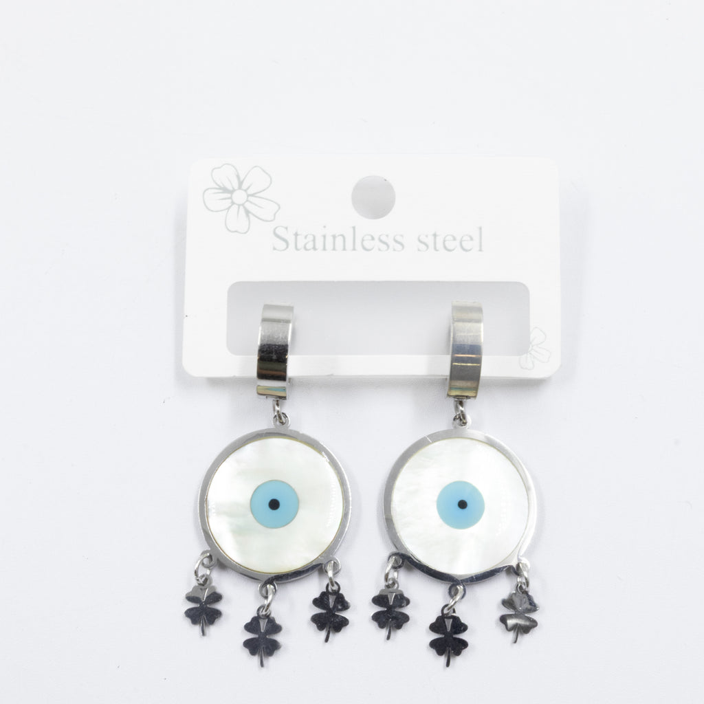 Aretes Plateados de Ojo Turco M6 Oro Laminado