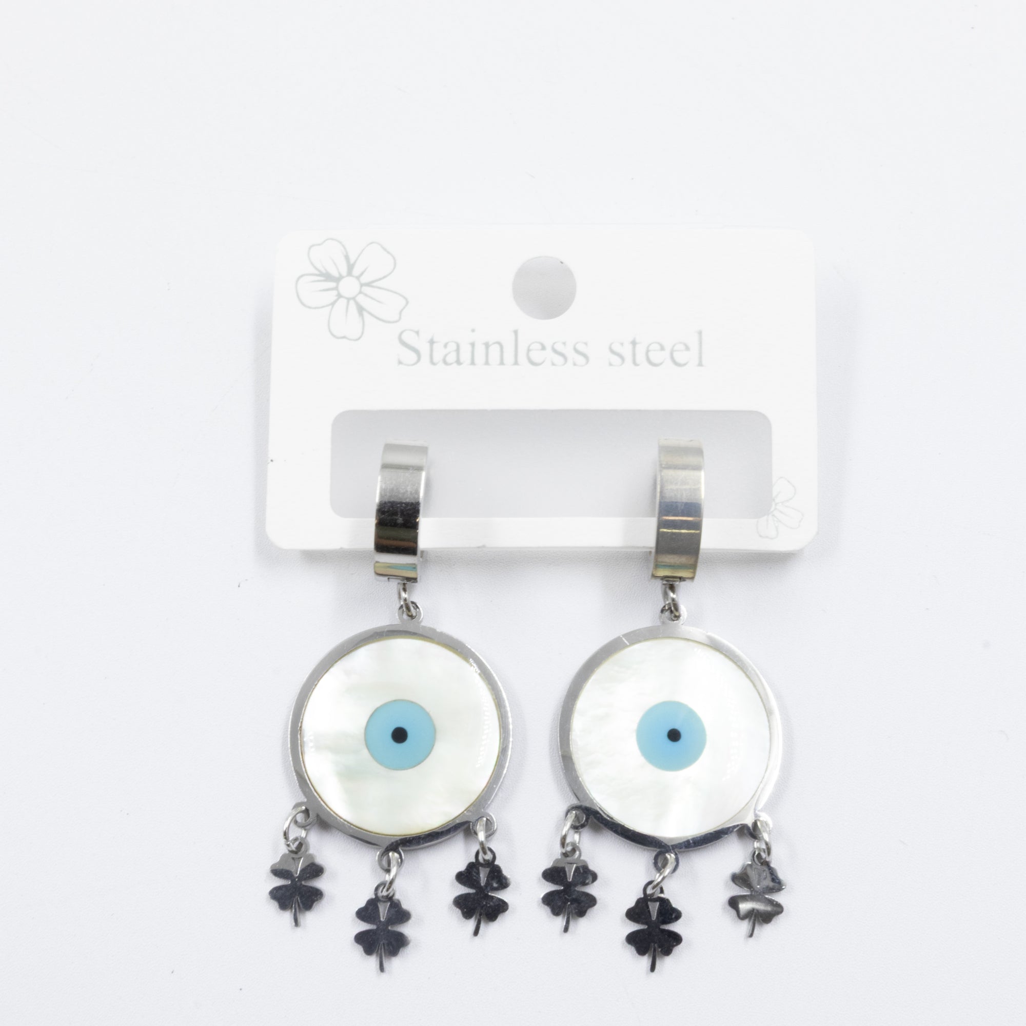 Aretes Plateados de Ojo Turco M6 Oro Laminado