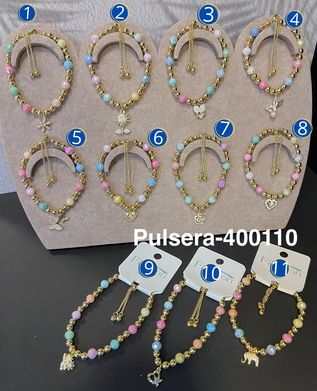 [13/AGOSTO/26] Pulseras Doradas con Dije Ajustable M1 Oro Laminado