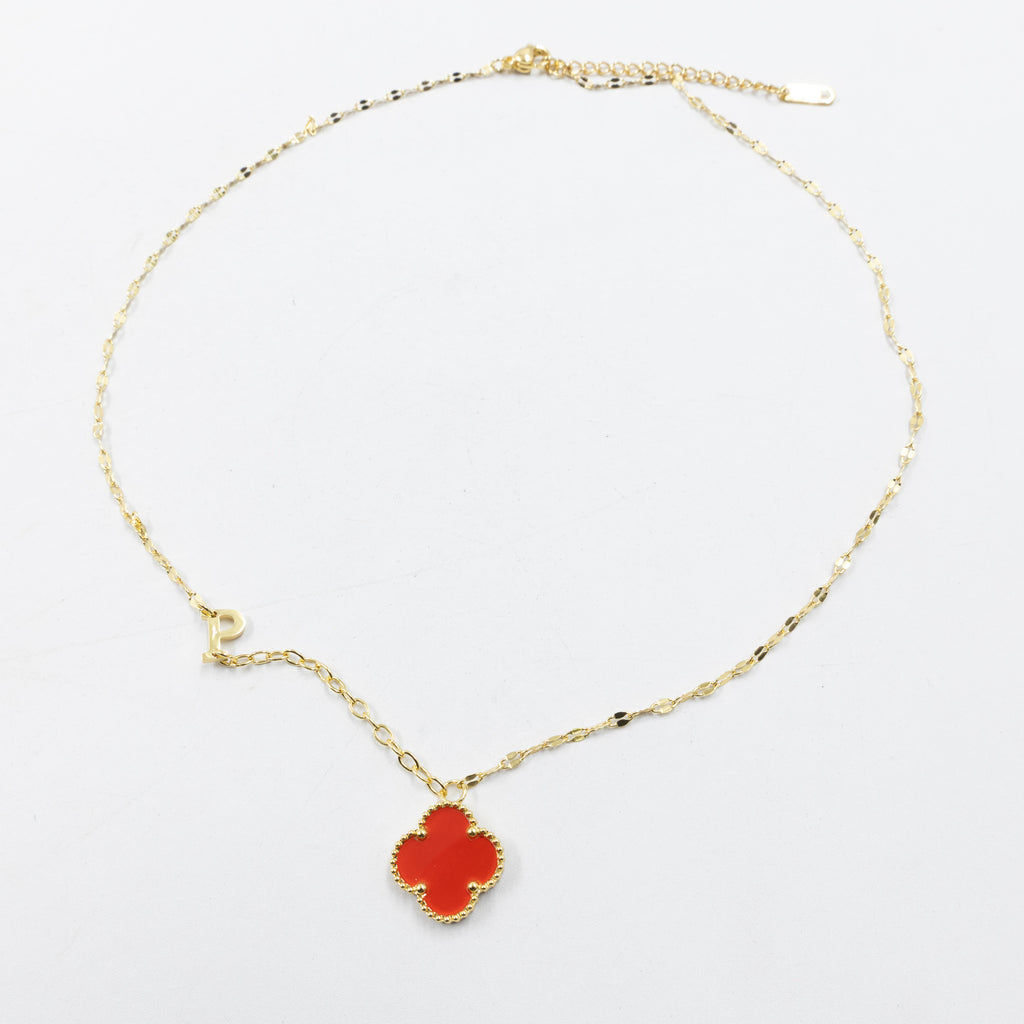 Collares Dorados con dijes de letra P, R, S y dije de Trebol M5 Oro Laminado