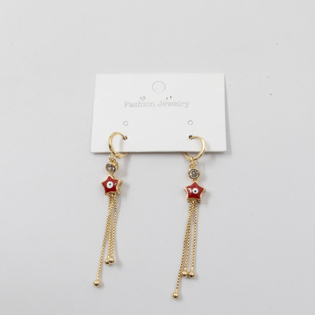 Aretes Dorados Largos de Ojo Turco M2 Oro Laminado