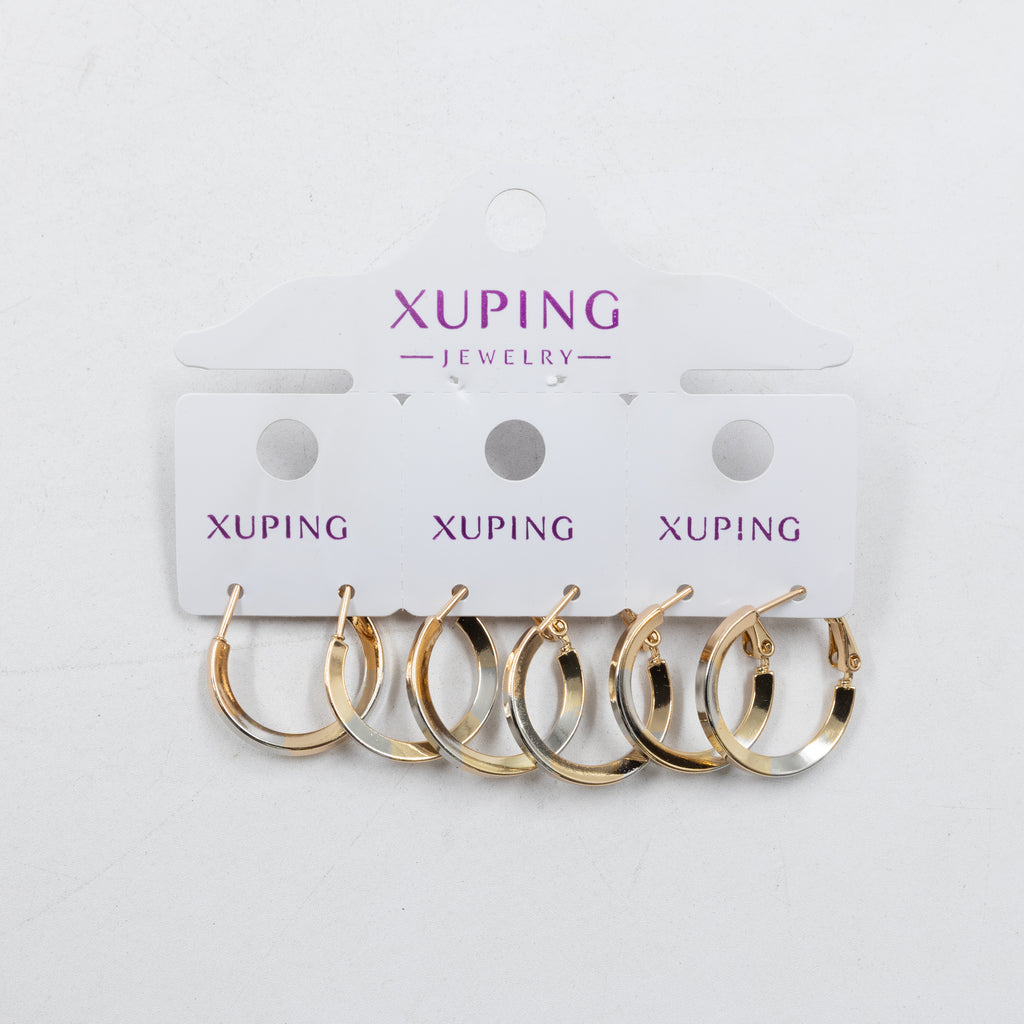 Paquete de tres pares de Aretes Dorados Xuping con piedras M7 Oro Laminado