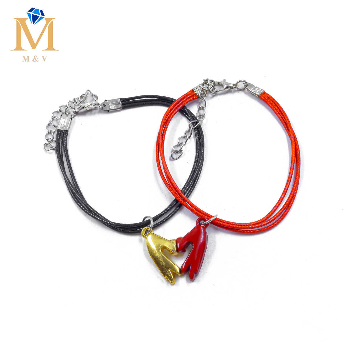 Pulseras de Corazón de Pareja con imán M5 Oro Laminado