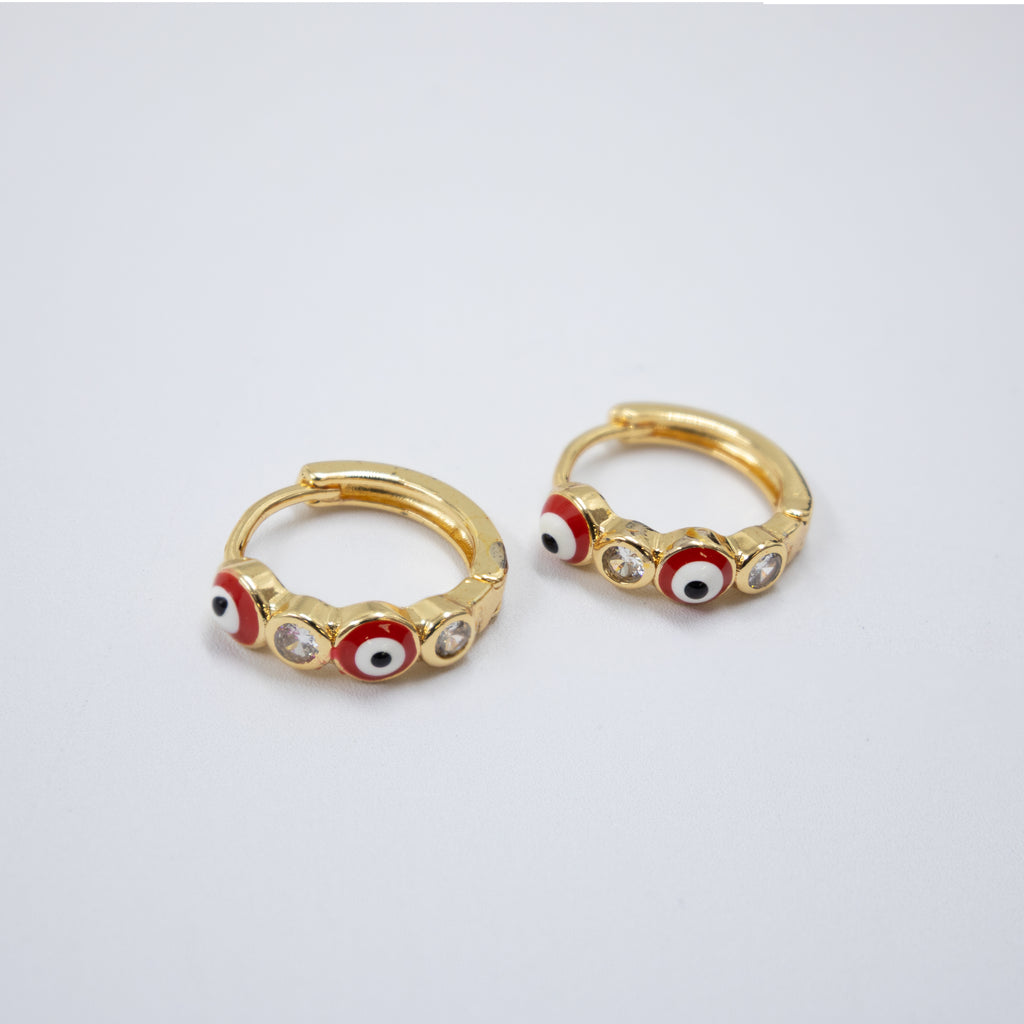 Arete Dorado de Ojo Turco con Piedras M2 Oro Laminado