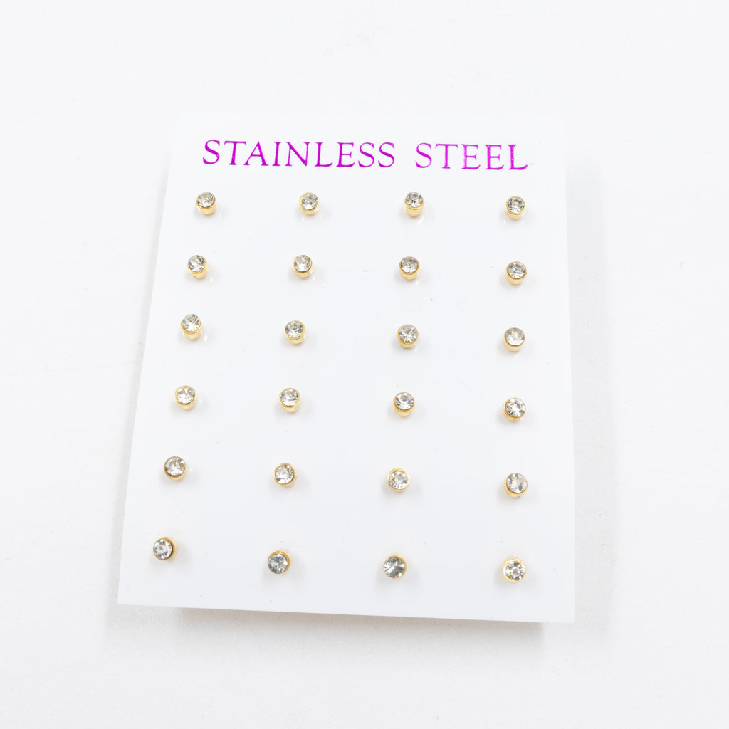 Paquete 12 pares de Aretes medida 2 mm M2 Acero Inoxidable 18/03/26