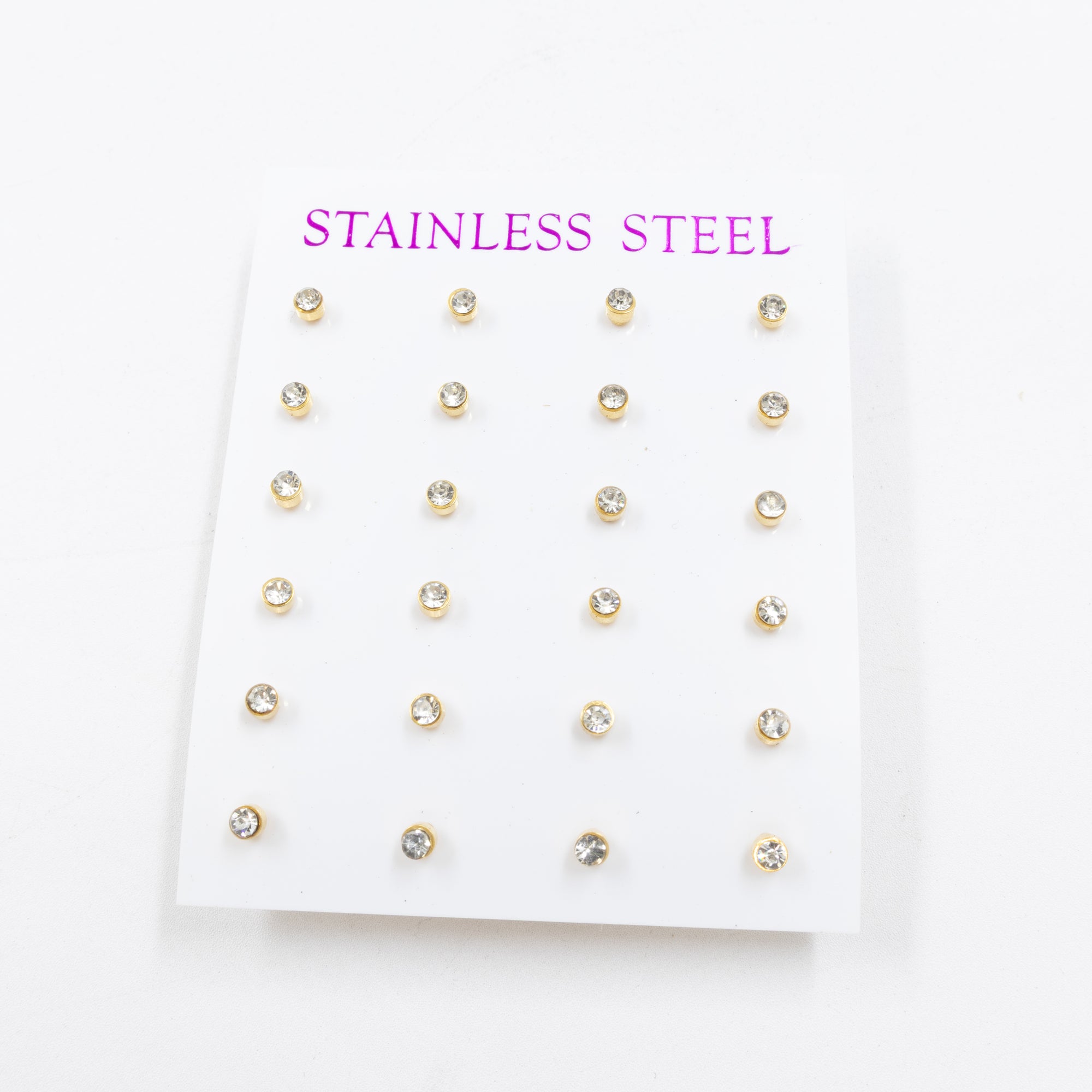 Paquete 12 pares de Aretes medida 2 mm M2 Acero Inoxidable 18/03/26
