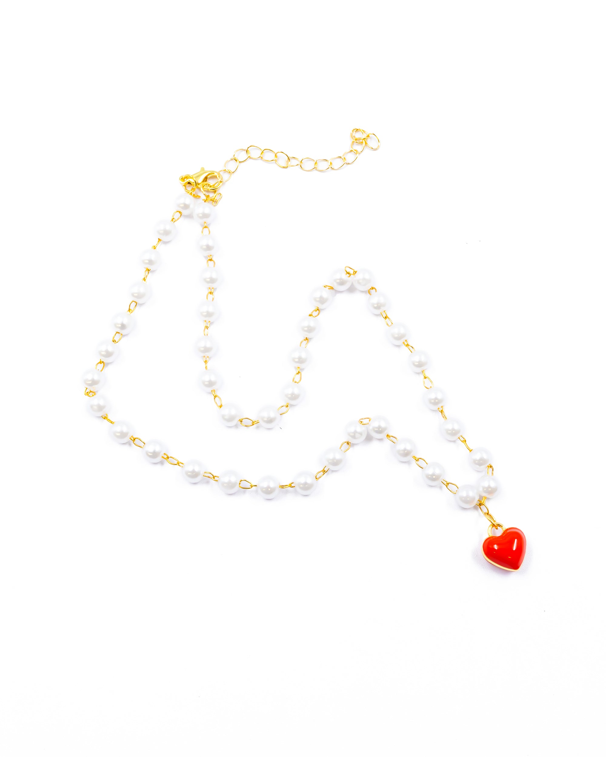 Collar de Perlas con dije de Corazón M1 - Oro laminado