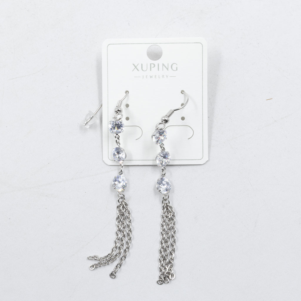 Aretes Plateados con Piedras Xuping M8 Oro Laminado