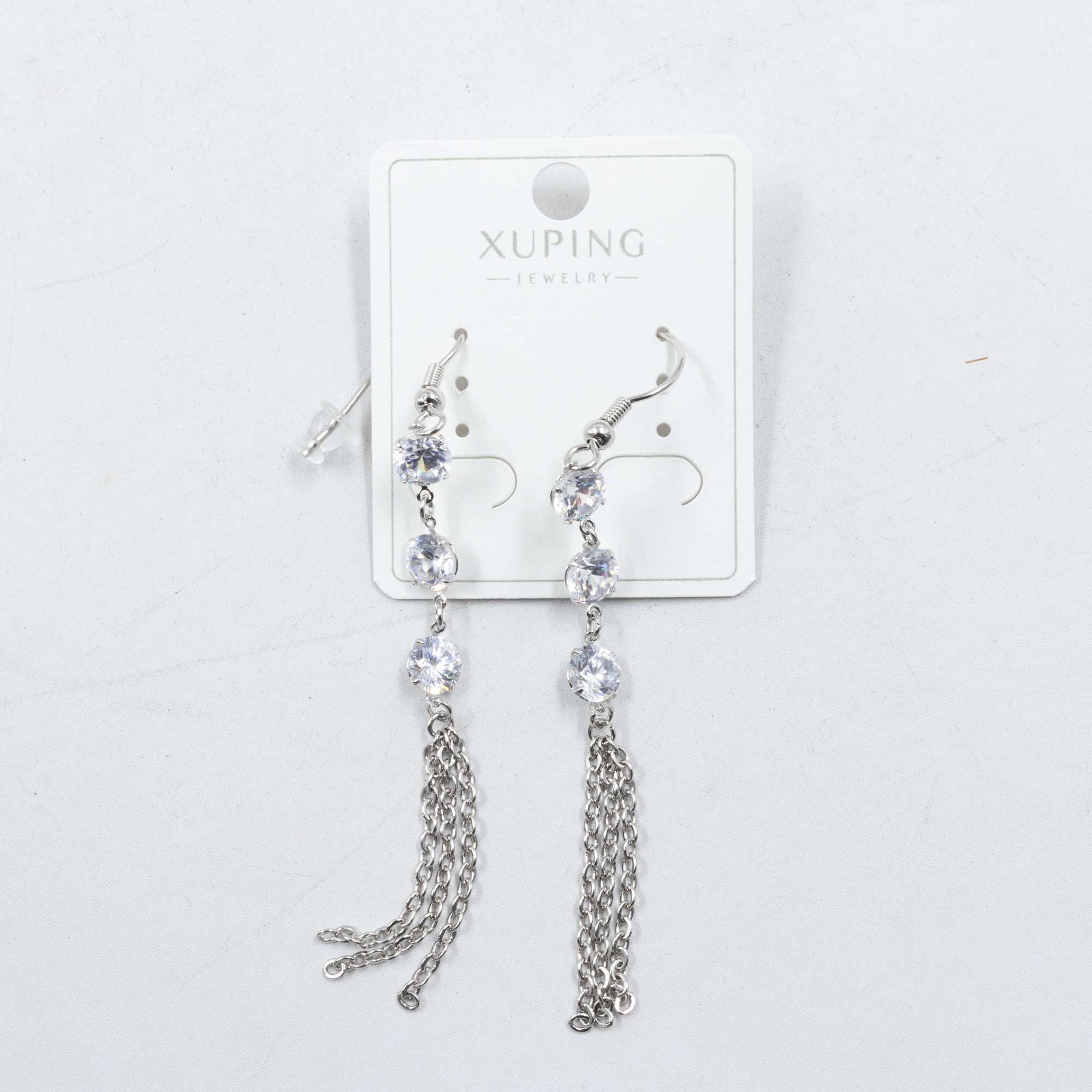 Aretes Plateados con Piedras Xuping M8 Oro Laminado