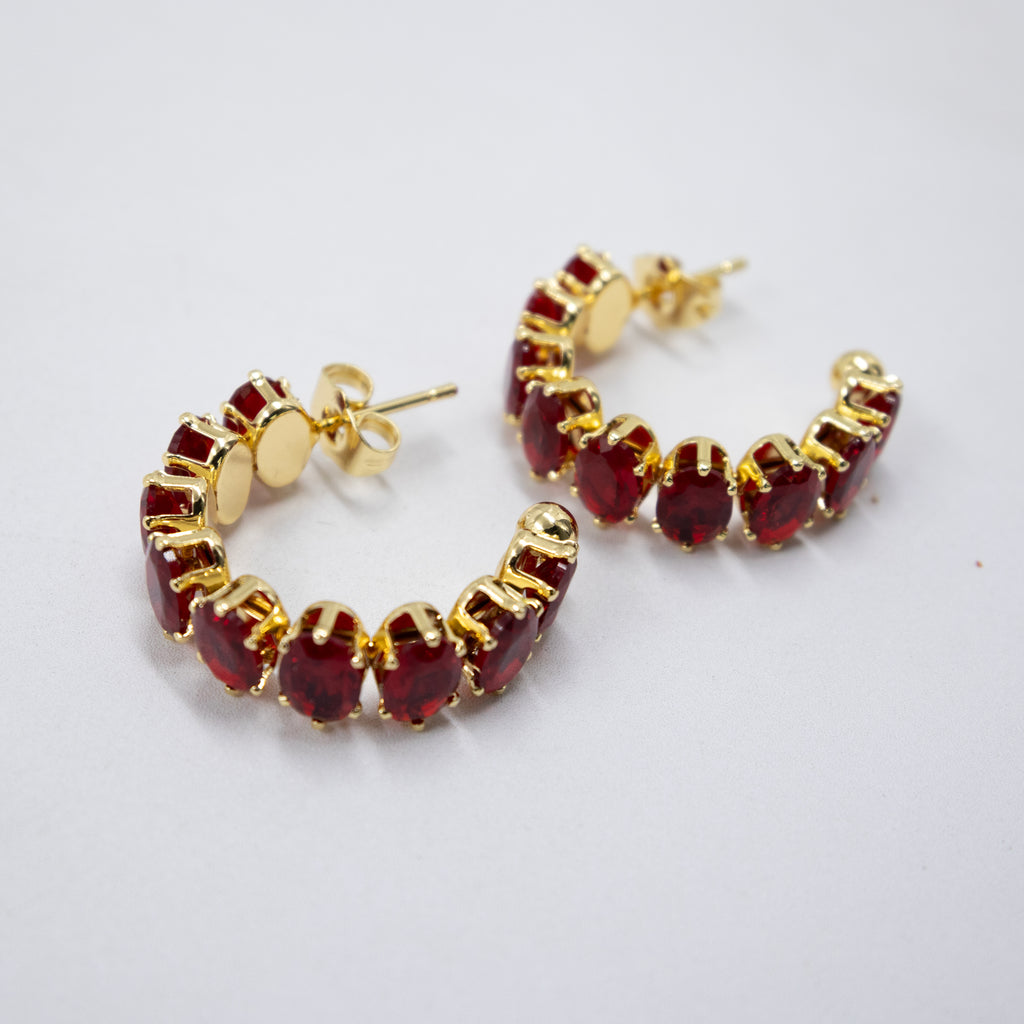 Aretes Dorados con piedras de color M3 Oro Laminado