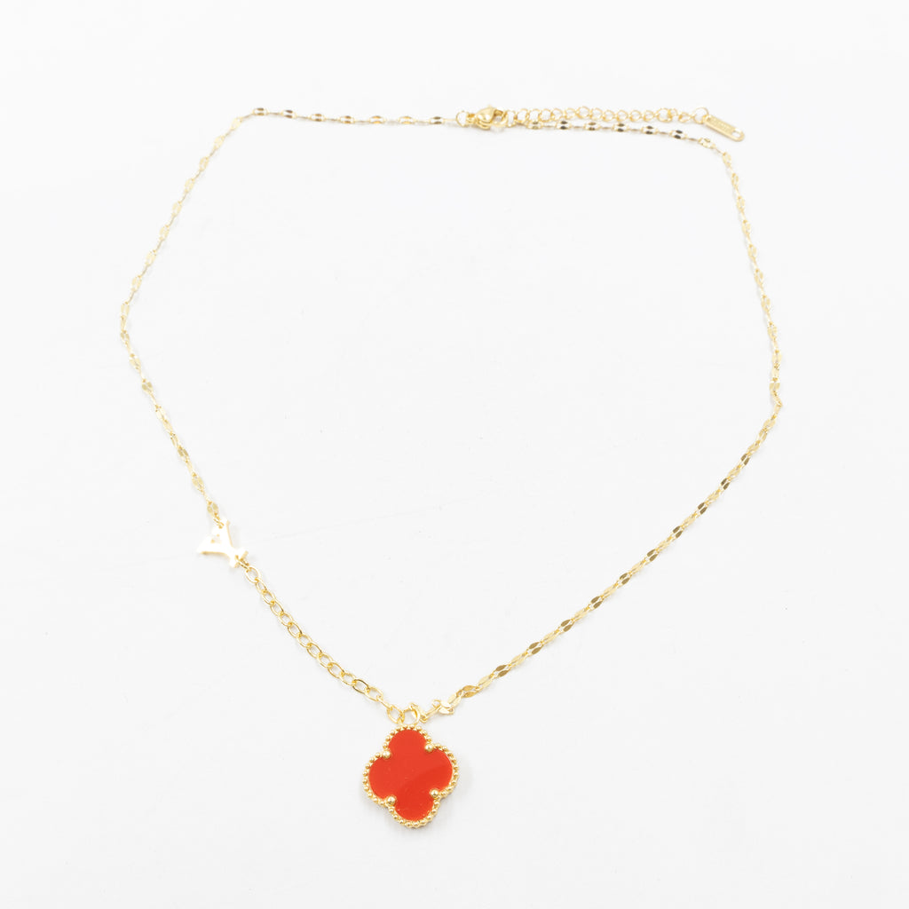 Collares Dorados con dijes de letra Y, Z y dije de Trebol M7 Oro Laminado