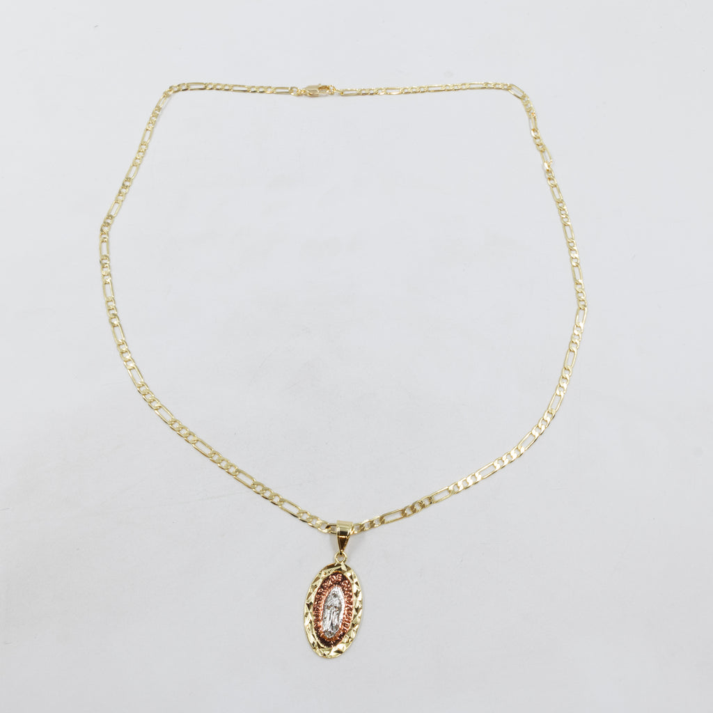 Collar con Dije Religioso Dorado M2 Oro Laminado